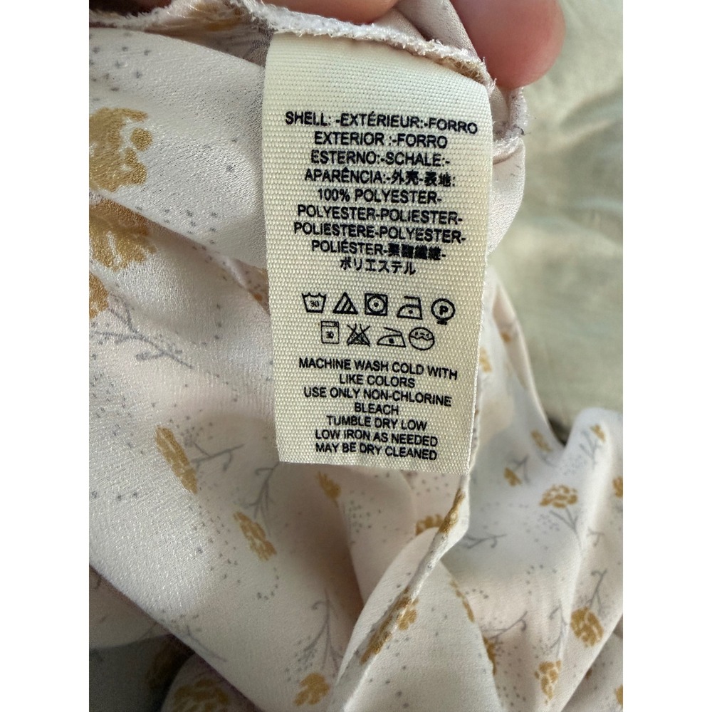 Free People Floral Print Button Front Blouse Top Beige Yellow Size L - Picture 9 of 9